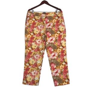 Talbots Colorful Floral Stretch Cropped Trouser Pants Womens Size 16P Beach Boho